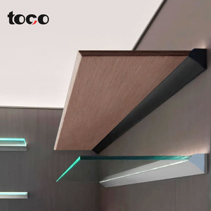 Étagères de rangement éclairées en alliage d'aluminium en gros, étagères murales minimalistes avec planches en <span class=keywords><strong>bois</strong></span> - Product Image 2