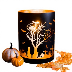 <b>Tree</b> Bat Iron Metal <b>Halloween</b> Candle Votive With Black Color For <b>Halloween</b> Home <b>Decoration</b> Votive Candle Holder - Product Image 1