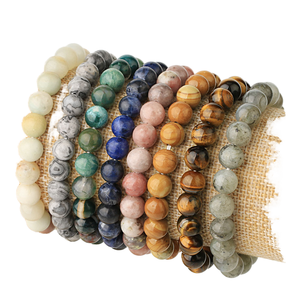 CSJA ขายส่ง ลูกปัดหินอะเมทิสต์อาเกตธรรมชาติขนาด 8 มม. คริสตัลบำบัดสำหรับทำสร้อยข้อมือสำหรับผู้หญิง ผู้ชาย และเด็กผู้หญิง ของขวัญ G432 - Product Image 1