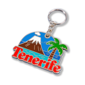 พวงกุญแจเคลือบโลหะแบบปรับแต่งได้ของที่ระลึกจากหมู่เกาะคานารี พร้อมลาย<span class=keywords><strong>ต้น</strong></span>ปาล์มและดอกชบา สไตล์สเปน ของที่ระลึกสำหรับการเดินทาง - Product Image 2