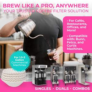 커피 필터 8-12 컵 12.5x4.5 인치 크기 275 카운트 바구니 커피 필터 화이트 일회용 - Product Image 5