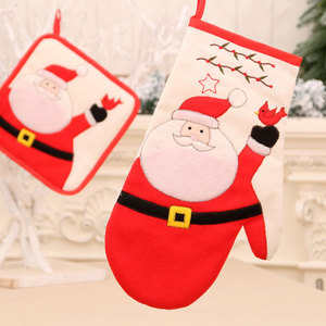 New cross-border Christmas microwave <b>oven</b> mitts, placemats, Christmas home decor items, placemats, heat insulation mats - Product Image 1