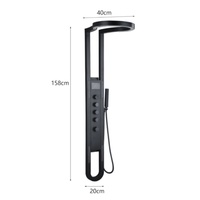 Colonne de douche de luxe à 5 jets, pomme de douche cascade de 550 mm de large, haute pression, lumière LED, ensemble de douche gris pour salle de bain