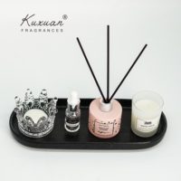Plateau de Décoration Maison Moderne Luxe Léger, Organisateur de Comptoir en Céramique avec Bougies d'Aromathérapie sans Flamme en Cristal et Huiles Essentielles
