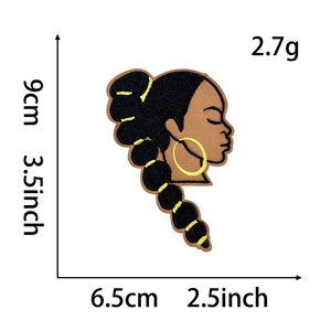 Black Girl Leopard Print Letters Afro Hairstyle Series Black Queen <strong>Sorority</strong> Patch Embroidered Iron-On Fabric Sticker for DIY - Product Image 3