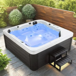 Bain à remous extérieur pour 5 personnes, expérience <span class=keywords><strong>spa</strong></span> apaisante avec système <span class=keywords><strong>d</strong></span>'assainissement à l'eau salée, réduisant l'utilisation et l'<span class=keywords><strong>entretien</strong></span> de produits chimiques. - Product Image 1