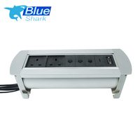 Prise de bureau dissimulée de haute qualité en alliage d'aluminium industriel 10A avec rotation manuelle, RJ45 Cat6 USB