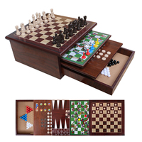 Jeu de société 10 en 1 Jeux de famille adaptés aux voyages Backgammon Dames chinoises Serpents et échelles et plus