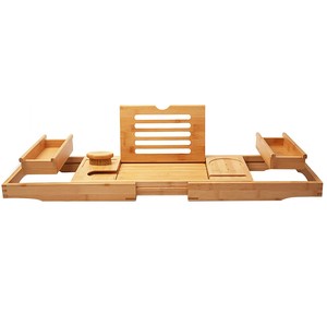 Bandeja de Baño Moderna de Bambú Natural de Cuatro Piezas con Brazos Extensibles y Patas Ajustables 70x23CM para Relajación en el Baño - Product Image 1
