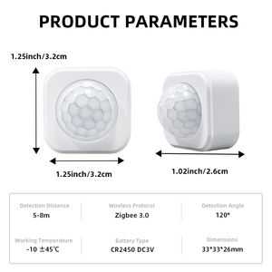 Tuya Mini Square Zigbee PIR Motion Sensor Can Form Linkage <strong>Scenes</strong> Check the Status Any Time 120&deg; <strong>Detection</strong> Works With Smart Life - Product Image 1