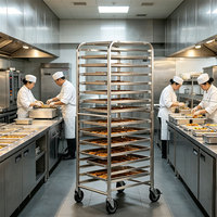 Chariot de boulangerie en acier inoxydable à 10 ou 20 niveaux, de qualité alimentaire, avec roues, chariot commercial pour refroidissement du pain BWIN SBA3255