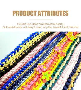 GraduationMall Graduation Leis 2023 Year Charm 1M Holder 4CM Ribbon Lei Braided Necklace Graduation Gift For High School