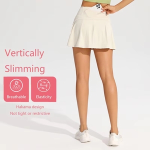 Op maat gemaakte logo dames golf geplooide rokken hoge taille hardloop workout tennisrok met verborgen zak snel drogende sportieve minirokken - Product Image 4