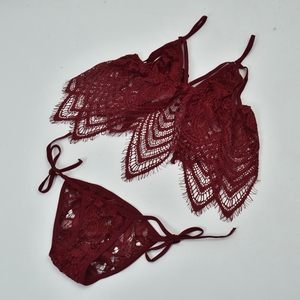 <span class=keywords><strong>Ensemble</strong></span> de lingerie en dentelle noire pour femmes, soutien-gorge à fines bretelles, culotte à nouer sur le côté, sexy, <span class=keywords><strong>chic</strong></span>, doux, transparent, <span class=keywords><strong>ensemble</strong></span> de sous-vêtements en dentelle - Product Image 2