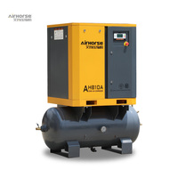 Compresseur d'air à vis lubrifié monophasé à faible bruit 4kw 5hp 10hp monté sur réservoir 5kw Inverter 220v entraîné par courroie rotatif
