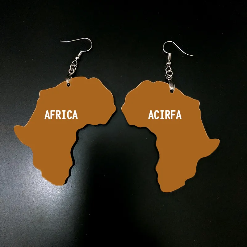 2020 New Africa Map Sublimation Holz afrikanischen Ohrring Schmuck Geschenk