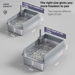 Hoogwaardige Roestvrijstalen Semi-Gesloten Kattenbak Met Gemakkelijk Schoon Toilet Voor Katten - Product Image 5