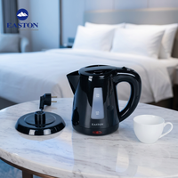 Bouilloire électrique EASTON avec prise européenne 220V-240V, 0,8L, couleur noire, pour usage hôtelier, 1200W, sans fil, rotation à 360 degrés, pot à eau