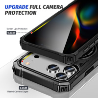 Coque de protection antichoc robuste avec anneau magnétique et béquille de style armure pour Apple iPhone 17 Pro Max 16 15