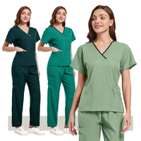 Ensemble de Blouse et Pantalon Médical Droit en Spandex-Polyester pour Femme, Personnalisable, Idéal pour Hôpitaux et Salons de Coiffure - Collection 2026 (Vente en Gros)