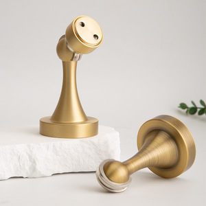 Copper Door Stops Floor Mount Brushed Finish Minimalist Design Durable Magnetic Bathroom Use - Product Image 2
