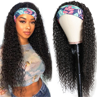 Pelucas rizadas con diadema para mujeres afroamericanas, sin encaje frontal, peluca de media cabeza con ondas rizadas, sin cordón, lista para usar, sin pegamento