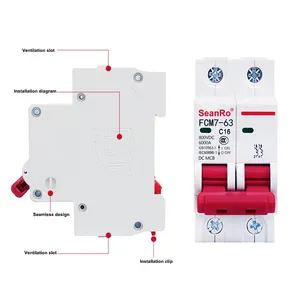 Pemutus Sirkuit Mini Tenaga Surya 2P DC 1000V 3A 6A 10A 16A 20A 25A 32A 40A 50A 63A DC MCB untuk Sistem PV