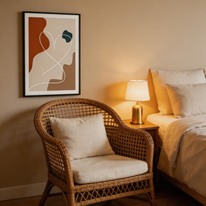 Affiche murale style Japandi minimaliste, toile non encadrée, <span class=keywords><strong>peinture</strong></span> abstraite aux formes organiques couleur terre cuite pour la décoration de chambre - Product Image 2