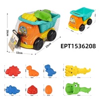 Ensemble de camions de plage pour enfants avec dinosaures, 11 pièces, jouets de sable d'été pour l'extérieur, kit avec chariot, seau, arrosoir et moules pour les jeux de plage des enfants
