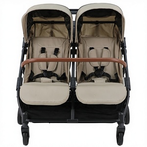 Passeggino Gemellare Pieghevole Portatile a 4 Ruote, Leggero, Richiudibile con Una Mano, in Metallo e Tessuto, per Bambini 0-36 Mesi - Product Image 3