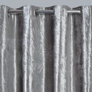 Luxury Silver <strong>Grey</strong> <strong>Crushed</strong> <strong>Velvet</strong> Eyelet Ring Top Fully Lined Blackout <strong>Curtains</strong> for Hotel - Product Image 3