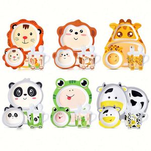 Adorable vaisselle en fibre de bambou pour enfants, assiette biodégradable avec fourchette à soupe pour enfants - Product Image 3