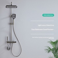 Ensemble de douche en aluminium spatial avec affichage LED et bouton, finition anodisée gris plaqué eau, design moderne, forme rectangulaire, vente en gros