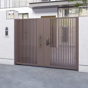 Chinese Modern Luxury High grade Wear Resistant Retractable Waterproof Electronic Sliding Garden Fence Yard Door Courtyard Gate