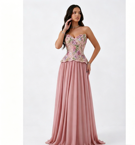 S1645Y 2026 Nuovo Stile Abito Lungo Sexy Senza Spalline con Ricami Elaborati per Donne, Vita Alta e Effetto Snellente per Serate ed Eventi - Product Image 2