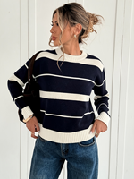 Suéter de Punto con Cuello Redondo a Rayas para Mujer, Ropa Casual Diaria, Suéter de Punto por Computadora, Personalizable