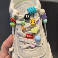 Perles créatives en plastique pour lacets de chaussures, breloques pour chaussures, visages souriants, cœurs, lettres, chiffres, décorations de printemps, coffret cadeau Elera