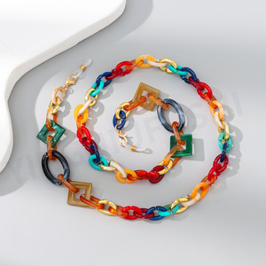 <span class=keywords><strong>Catena</strong></span> per <span class=keywords><strong>Occhiali</strong></span> Boho Colorata in Acrilico per Donne, Cordino Geometrico in Resina alla Moda, Catenella per <span class=keywords><strong>Occhiali</strong></span> da Sole - Product Image 4