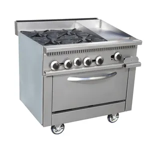 Heavy Duty Commercial Hotel Cooking Equipment 36" Gas Range Stove 24" Griddle Gas Cooker With Oven