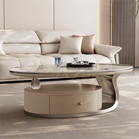 Meubles de salon, nouvelle table basse moderne de luxe en travertin, table basse en bois, tables basses en marbre avec tiroir