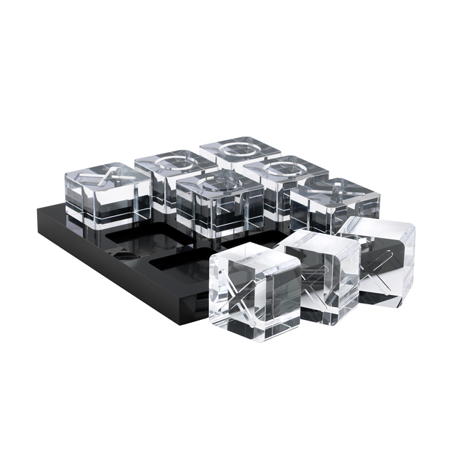 Acrylic Tic Tac Toe Game Set Table Top Decoration 3D XO Playing Chess Pieces Entertainment Board With Black Base