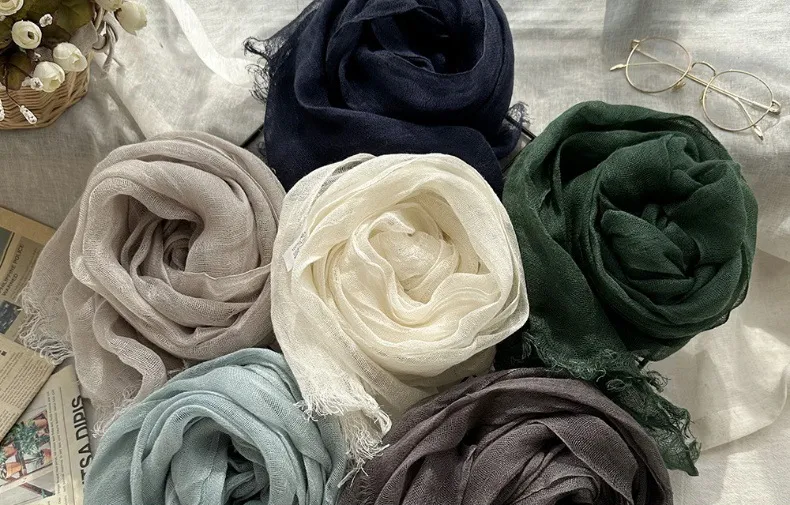 factory manufacture customize wholesale 100%linen scarf for women flax linen hijab