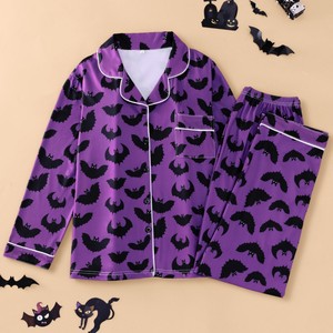 Pigiama Unisex Halloween con Top a Maniche Lunghe e Pantaloni, Colletto a Risvolto, Vestibilità Ampia, Loungewear Primavera Autunno, <span class=keywords><strong>Pigiami</strong></span> Personalizzabili all'Ingrosso - Product Image 3