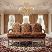 Canapé d'angle de luxe de style baroque français pour salon, en bois massif sculpté à la main, rembourré, avec broderie royale classique rouge