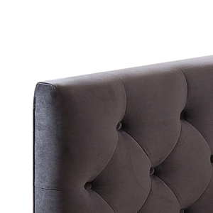 High <b>End</b> Grey Velvet Tufted Corner <b>Bed</b> Frame with Sturdy Wooden Slats For Home Bedroom - Product Image 2
