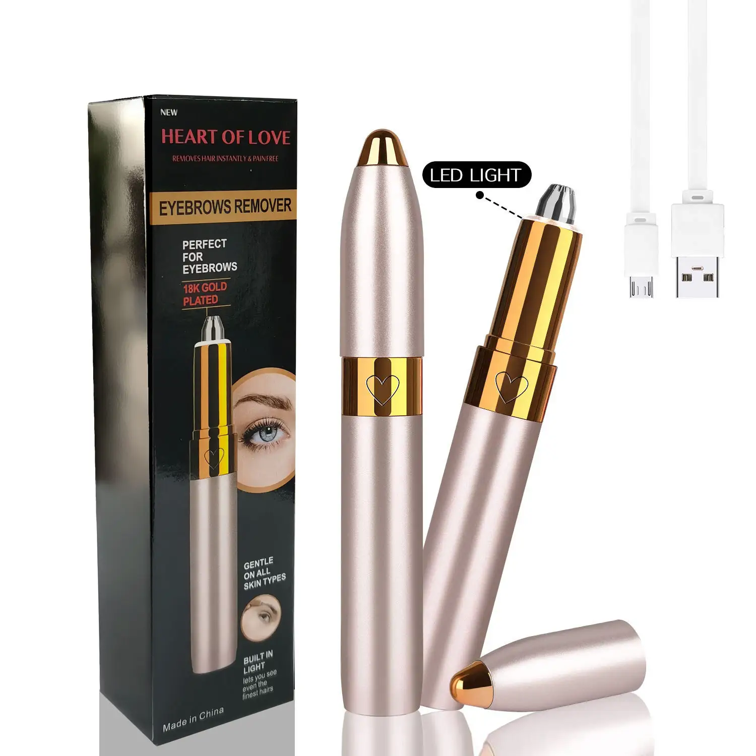 Amazon Hot Koop Groothandel Vrouwen Makeup Tools Usb Oplaadbare Mini Elektrische Ontharing Pen Wenkbrauw Trimmer