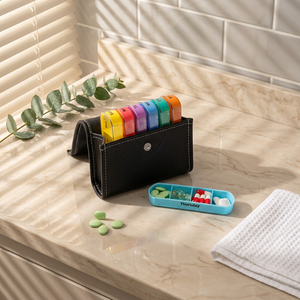 Medibox al por Mayor, 28 Compartimentos, Organizador Semanal de Pastillas para 7 Días, de Cuero y Plástico, a Prueba de Niños, Portátil - Product Image 2