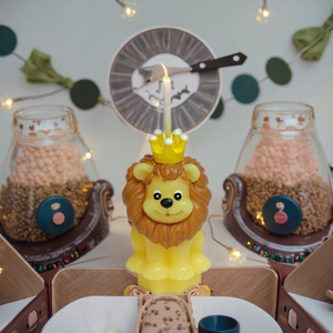 Vela Artística de las Doce Constelaciones para Fiestas, Diseño Rey León, Pequeña, Creativa, Regalo de Cumpleaños, Cera de Parafina, Amarilla, Sin Aroma, para el Hogar - Product Image 6