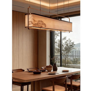 Suspension rectangulaire 120x20cm 150x20cm E27, lustre à six têtes, lampe à économie d'énergie avec interrupteur, éclairage pour maison, cuisine, bar - Product Image 2