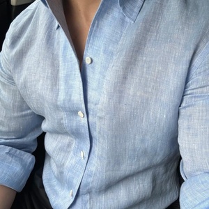 <span class=keywords><strong>Chemise</strong></span> décontractée en <span class=keywords><strong>lin</strong></span> léger pour <span class=keywords><strong>homme</strong></span> MTM Summer, personnalisable, antibactérienne et absorbant l'humidité, en <span class=keywords><strong>lin</strong></span> naturel <span class=keywords><strong>bleu</strong></span> <span class=keywords><strong>ciel</strong></span>. - Product Image 4